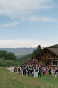 Guests at cocktail hour at Colorado wedding