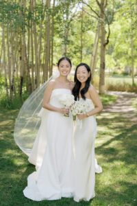 Bride and bridesmaid in Aspen wedding