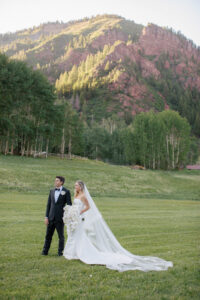 Bride and groom at T Lazy 7 Ranch in Aspen Colorado