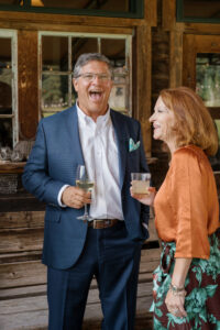 Guests enjoying cocktail hour at a Dunton Hot Springs wedding weekend
